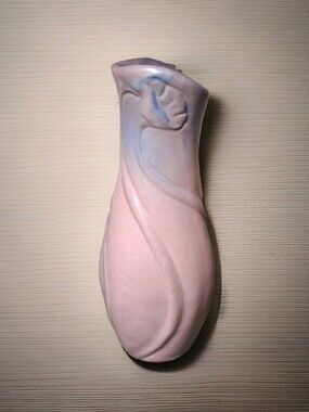 Vintage Van Briggle Art Pottery in Dusty Rose with Blue Poppy Flower Motif 9 25”